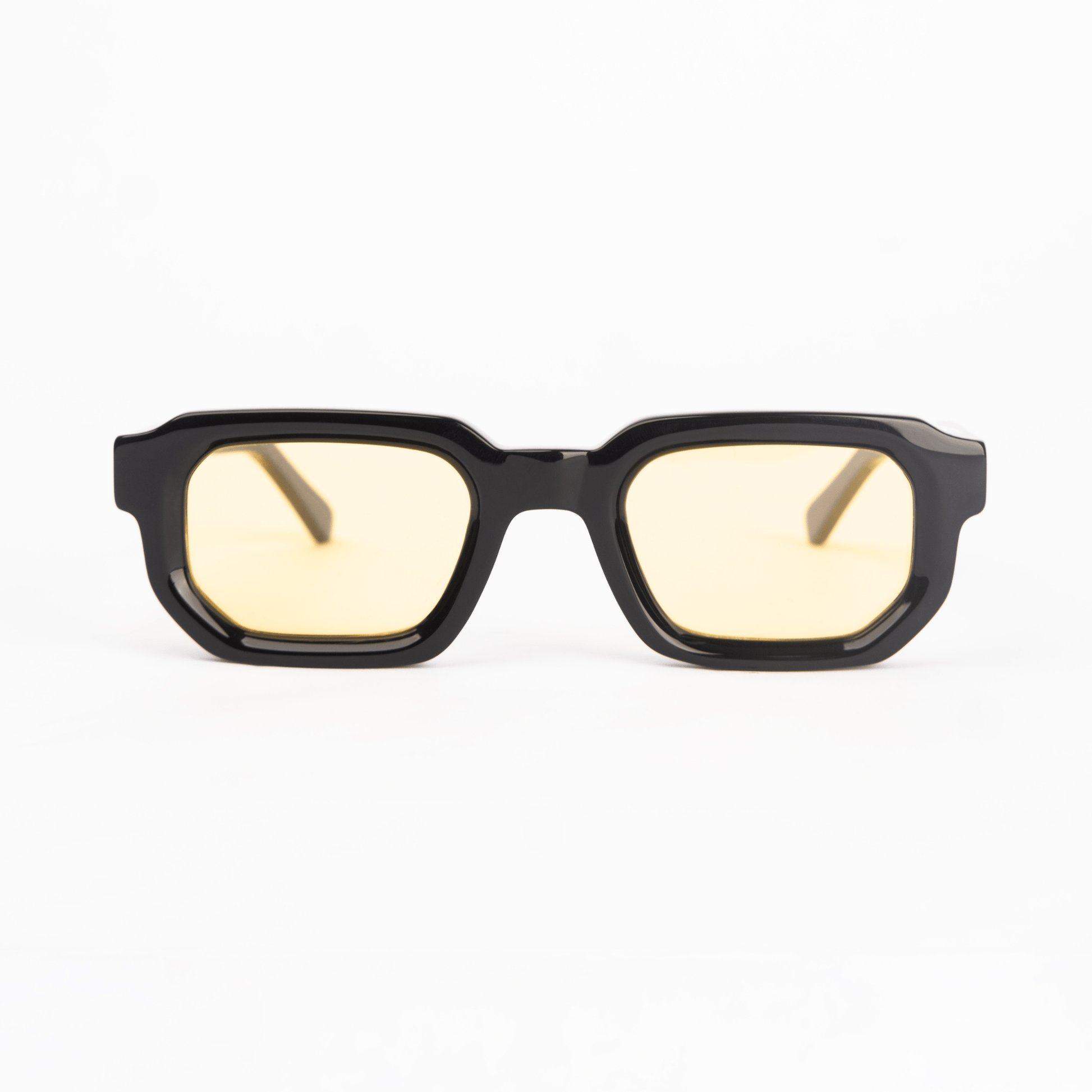 milk* eyewear Jules Sunglasses - gloss Black, Yellow lens. - milk* eyewear