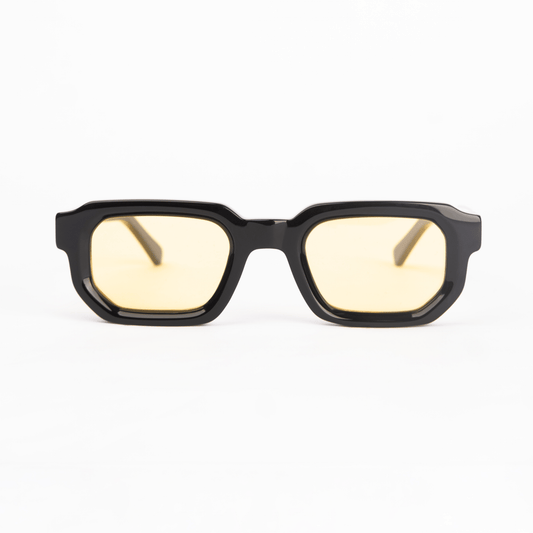 milk* eyewear Jules Sunglasses - gloss Black, Yellow lens. - milk* eyewear