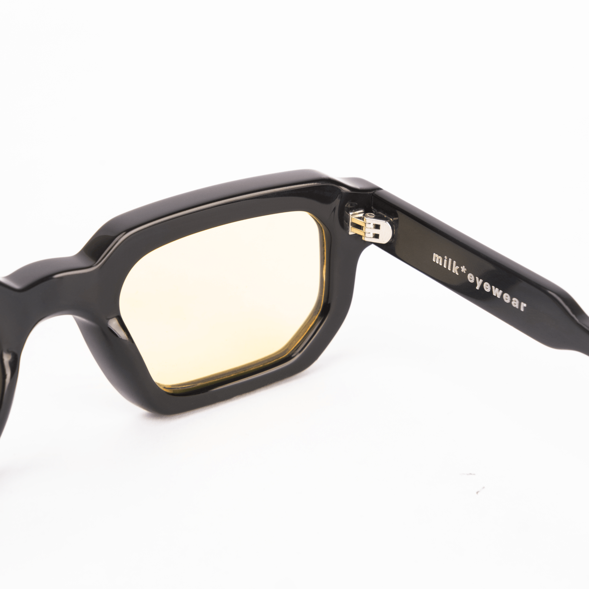 milk* eyewear Jules Sunglasses - gloss Black, Yellow lens. - milk* eyewear