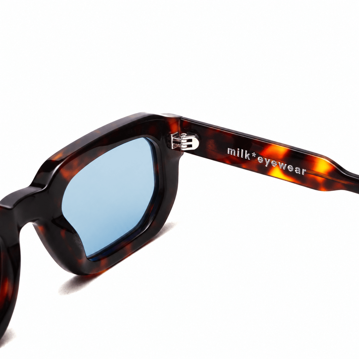 milk* eyewear Jules Sunglasses - Tortoise shell, Blue lens. - milk* eyewear