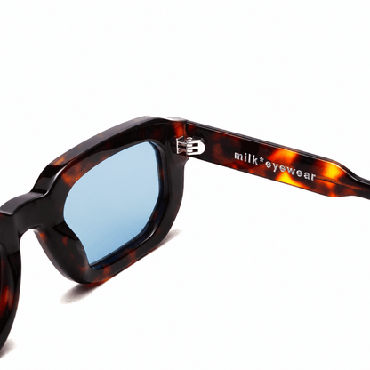 milk* eyewear Jules Sunglasses - Tortoise shell, Blue lens. - milk* eyewear
