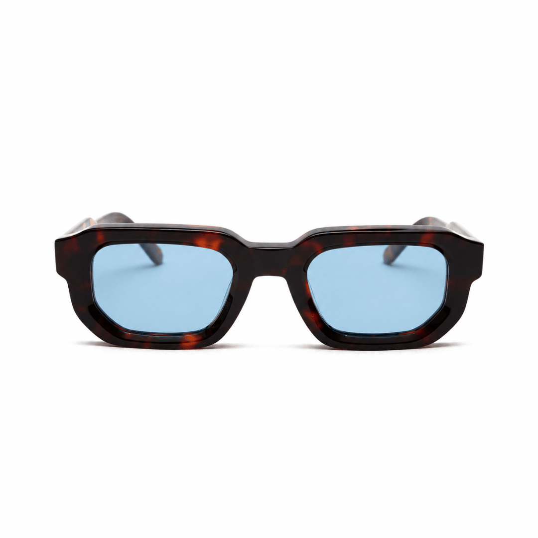 milk* eyewear Jules Sunglasses - Tortoise shell, Blue lens. - milk* eyewear