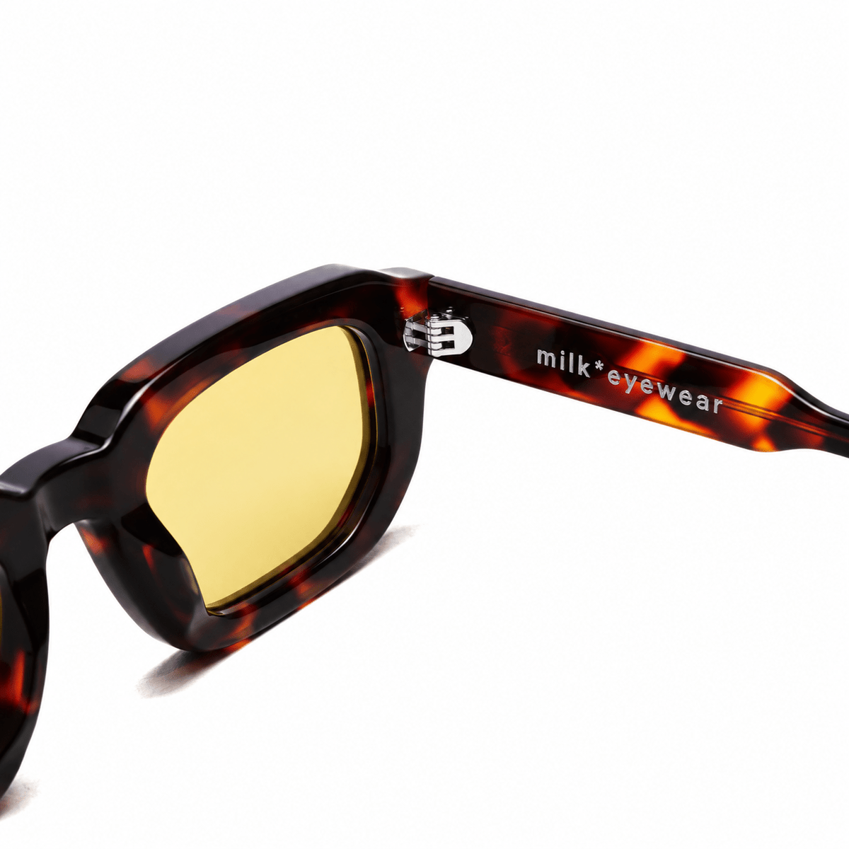 milk* eyewear Jules Sunglasses - Tortoise Shell, Yellow lens. - milk* eyewear
