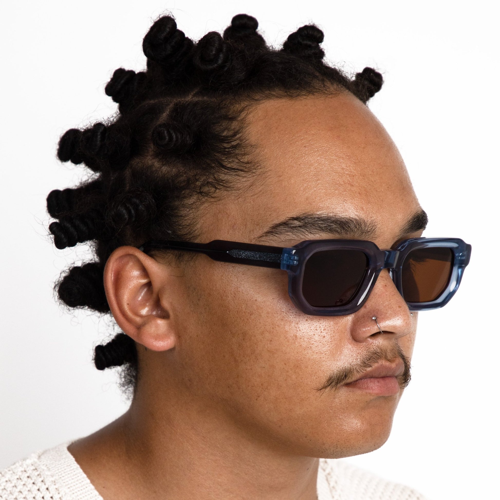 milk* eyewear Jules Sunglasses - translucent Blue, Brown lens - milk* eyewear