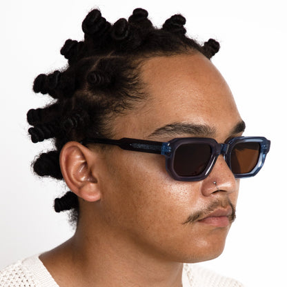 milk* eyewear Jules Sunglasses - translucent Blue, Brown lens - milk* eyewear