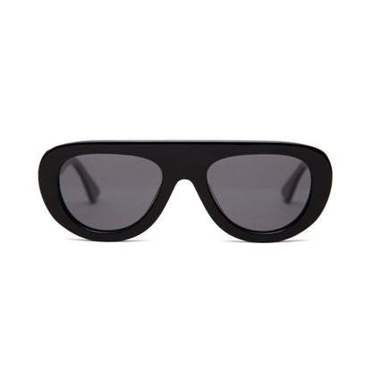 milk* eyewear Lance Sunglasses - Black Acetate, Black Polarised Lens. - milk* eyewear