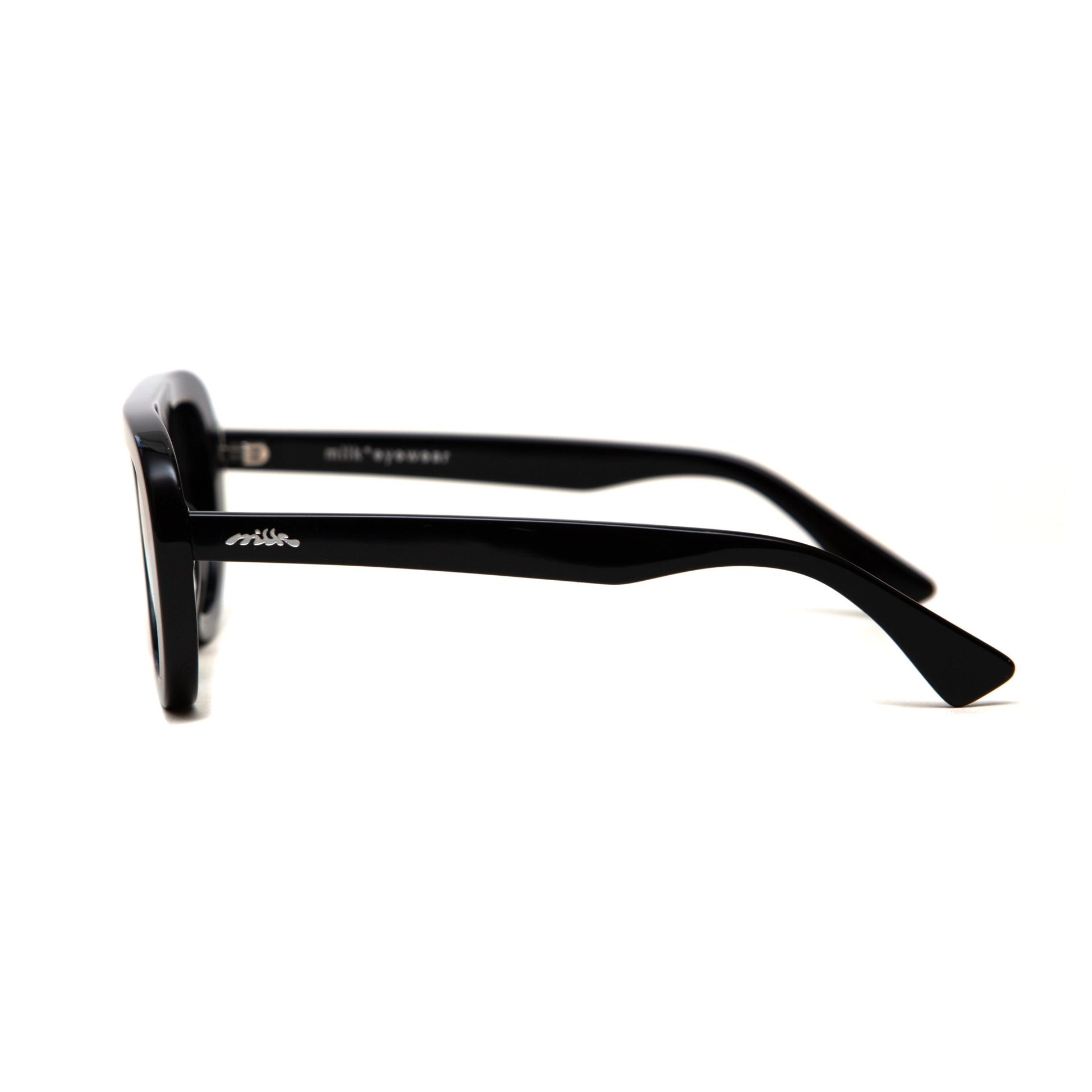 milk* eyewear Lance Sunglasses - Black Acetate, Black Polarised Lens. - milk* eyewear