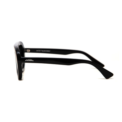 milk* eyewear Lance Sunglasses - Black Acetate, Black Polarised Lens. - milk* eyewear