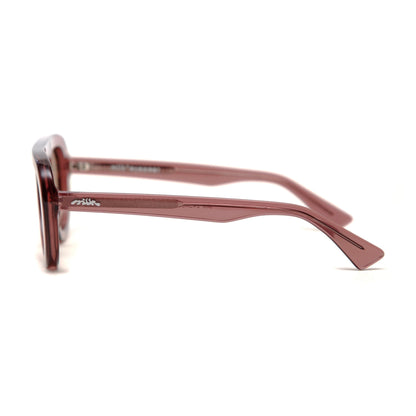 milk* eyewear Lance Sunglasses - Pink Translucent Acetate, Golden Brown Polarised Lens. - milk* eyewear