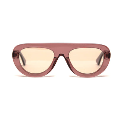 milk* eyewear Lance Sunglasses - Pink Translucent Acetate, Golden Brown Polarised Lens. - milk* eyewear