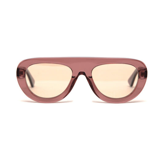 milk* eyewear Lance Sunglasses - Pink Translucent Acetate, Golden Brown Polarised Lens. - milk* eyewear