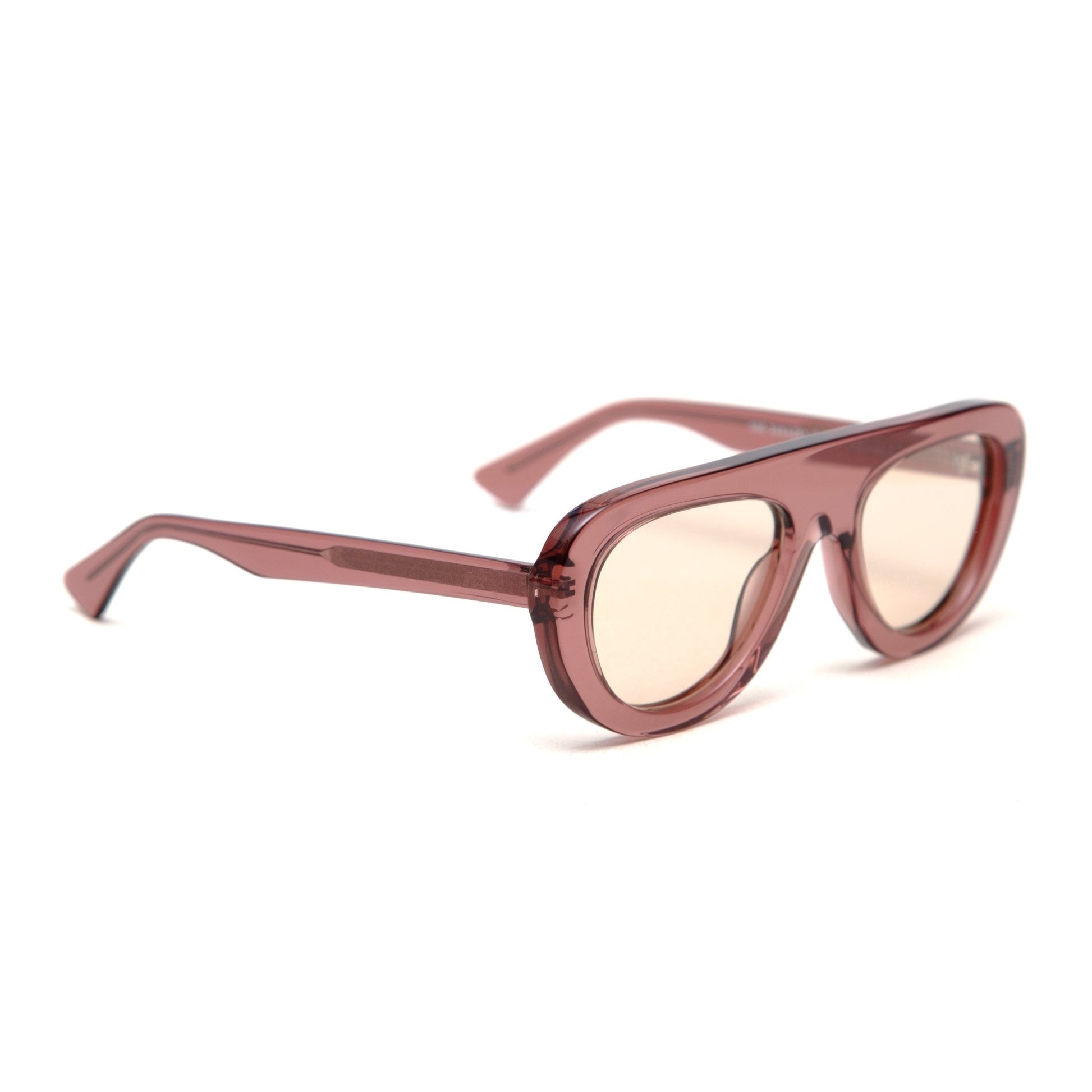 milk* eyewear Lance Sunglasses - Pink Translucent Acetate, Golden Brown Polarised Lens. - milk* eyewear