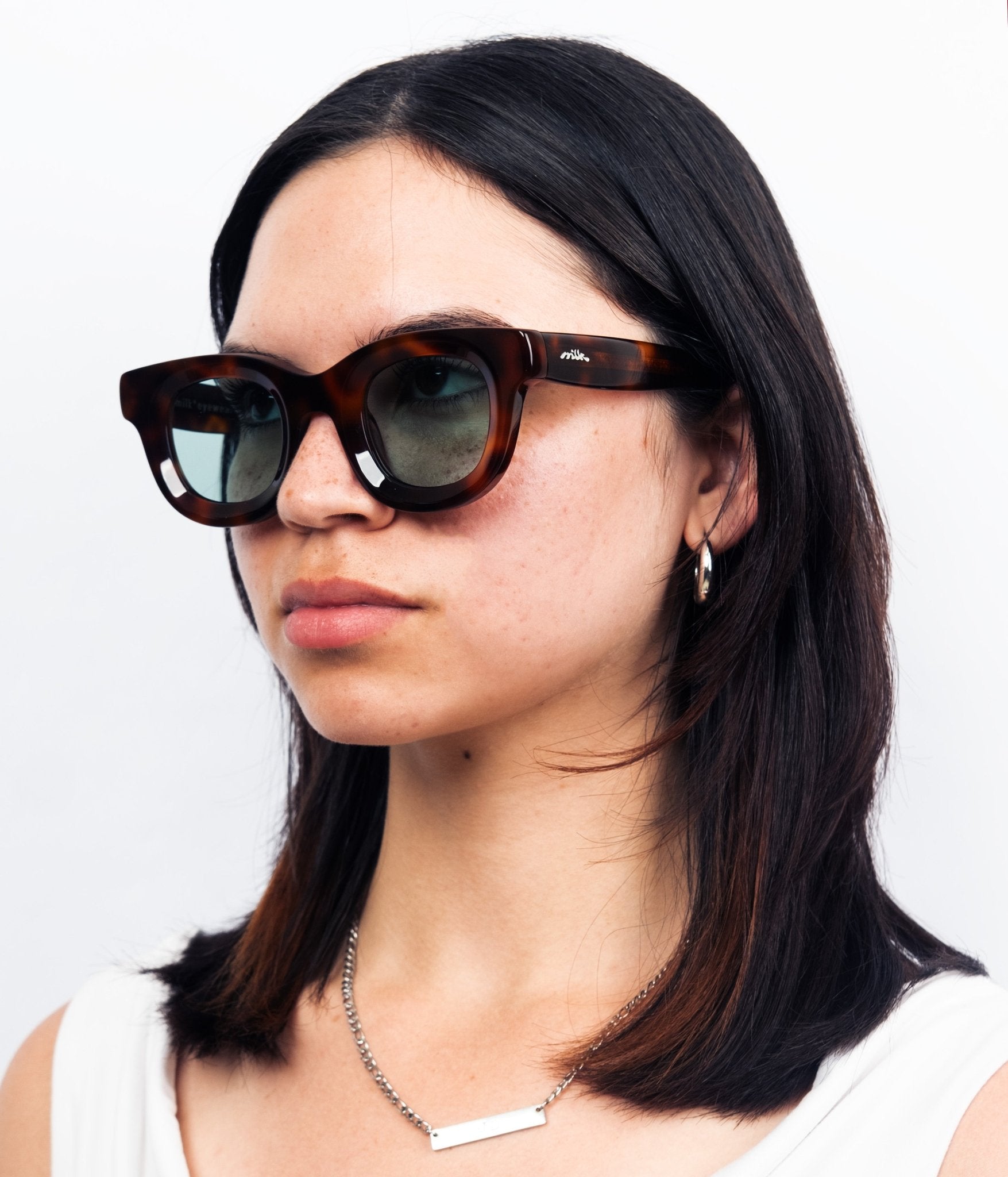 milk* eyewear Marsellus Sunglasses - Tortoise Shell, Blue lens - milk* eyewear