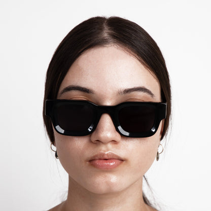 milk* eyewear Vincent Sunglasses - Gloss Black, Black lens - milk* eyewear