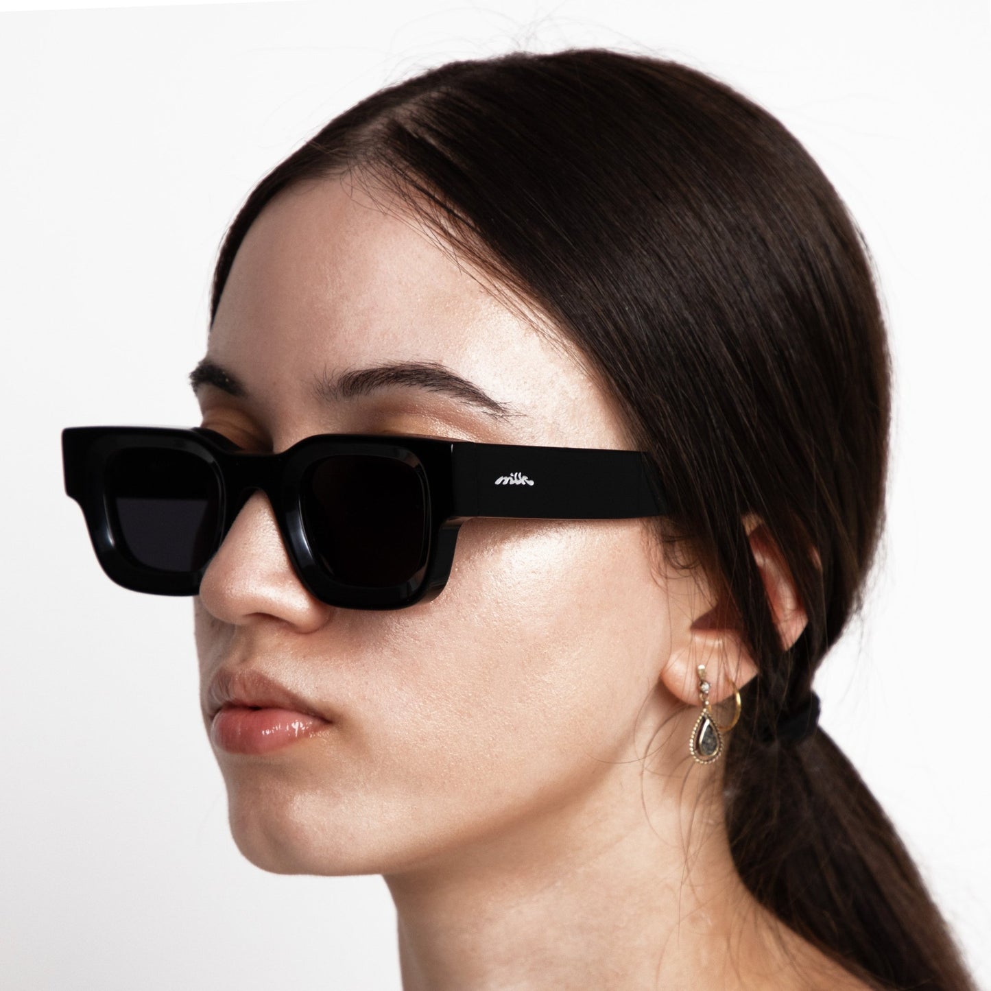 milk* eyewear Vincent Sunglasses - Gloss Black, Black lens - milk* eyewear