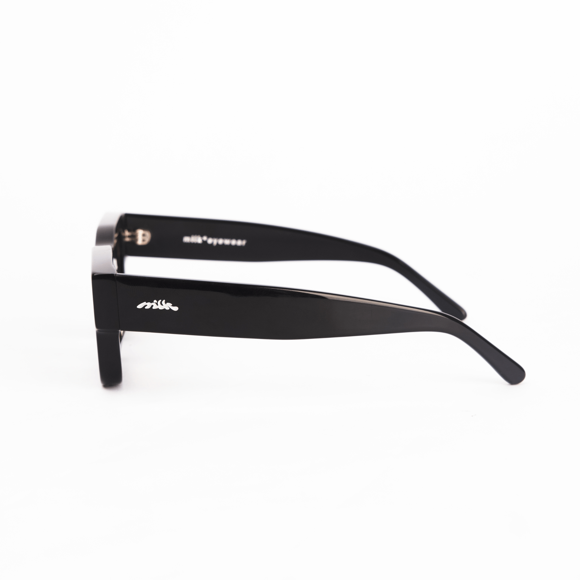 milk* eyewear Vincent Sunglasses - Gloss Black, Pink lens - milk* eyewear