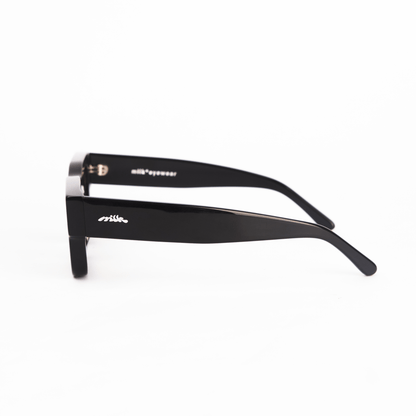 milk* eyewear Vincent Sunglasses - Gloss Black, Pink lens - milk* eyewear