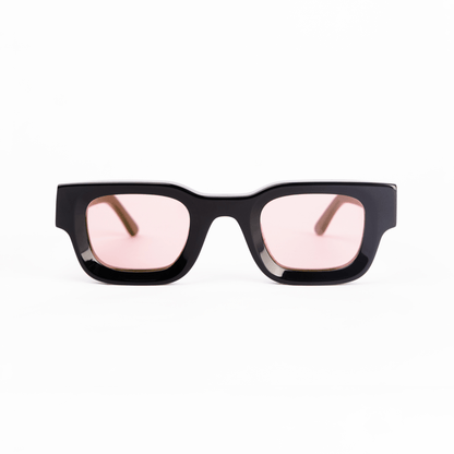 milk* eyewear Vincent Sunglasses - Gloss Black, Pink lens - milk* eyewear
