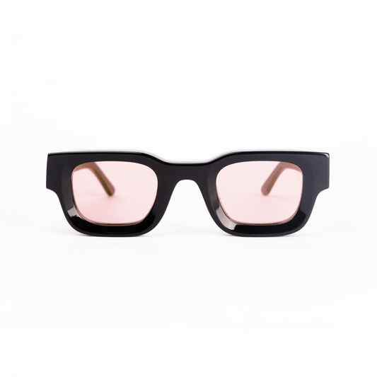 milk* eyewear Vincent Sunglasses - Gloss Black, Pink lens - milk* eyewear