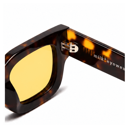 milk* eyewear Vincent Sunglasses-Tortoise Shell, Yellow Lens - milk* eyewear