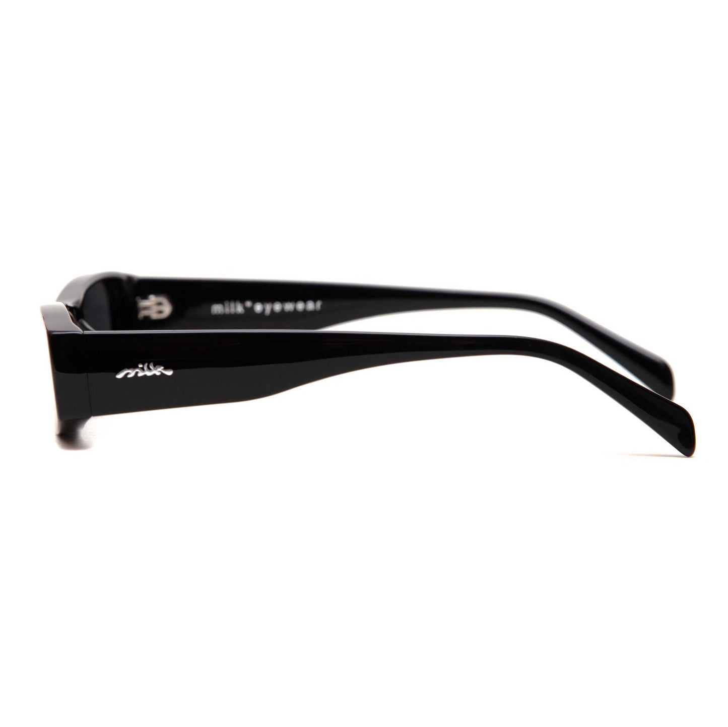 milk* eyewear Winston Sunglasses - Black Acetate, Black Polarised Lens. - milk* eyewear