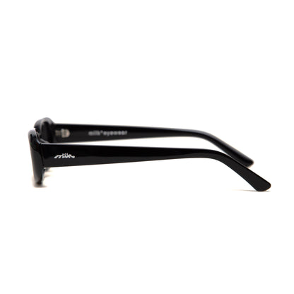milk* eyewear Zed Sunglasses - Black Mazzucchelli Acetate, Black Polarised Lens. - milk* eyewear