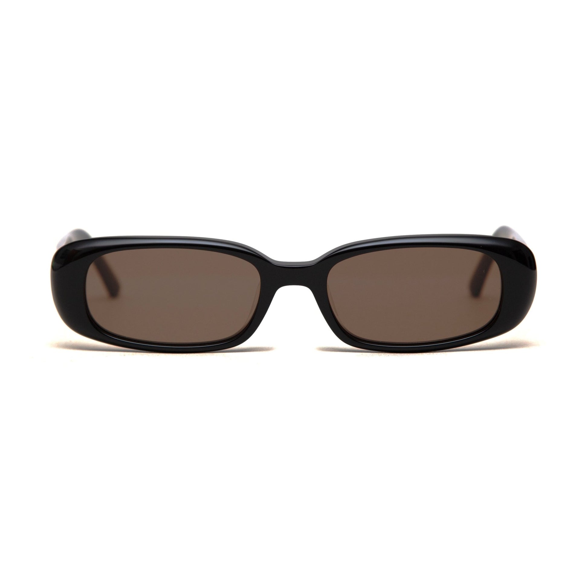 milk* eyewear Zed Sunglasses - Black Mazzucchelli Acetate, Brown Polarised Lens. - milk* eyewear