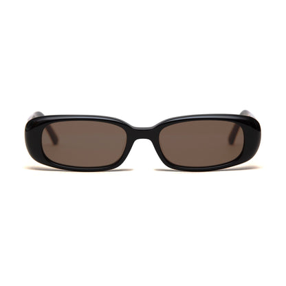 milk* eyewear Zed Sunglasses - Black Mazzucchelli Acetate, Brown Polarised Lens. - milk* eyewear