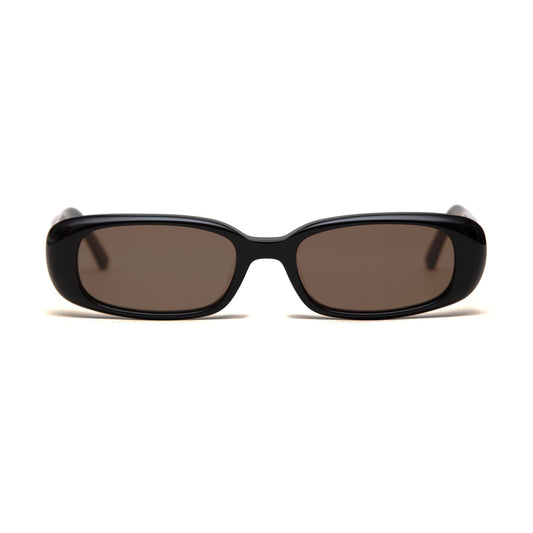 milk* eyewear Zed Sunglasses - Black Mazzucchelli Acetate, Brown Polarised Lens. - milk* eyewear