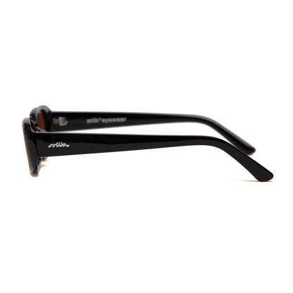 milk* eyewear Zed Sunglasses - Black Mazzucchelli Acetate, Brown Polarised Lens. - milk* eyewear