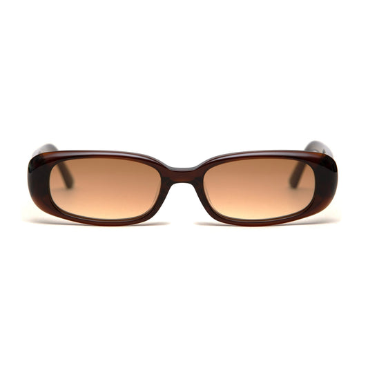 milk* eyewear Zed Sunglasses - Brown Mazzucchelli Acetate, Golden Brown Polarised Lens. - milk* eyewear