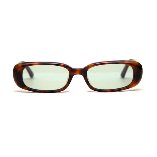 milk* eyewear Zed Sunglasses - Tortoise Shell Mazzucchelli Acetate, Green Polarised Lens. - milk* eyewear